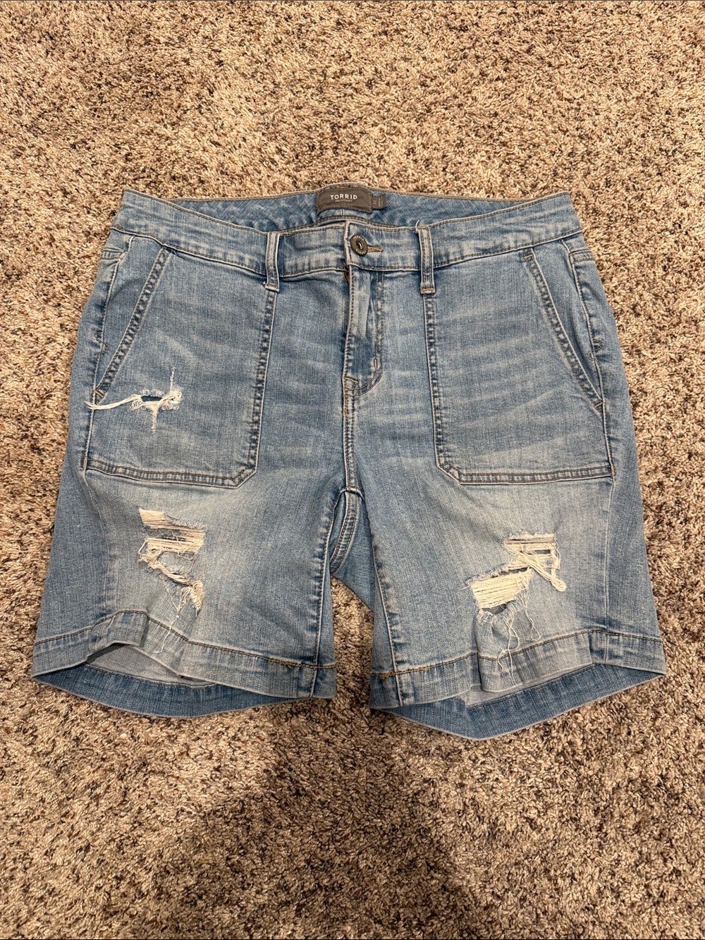 Torrid Light Wash Distressed Jean Shorts
